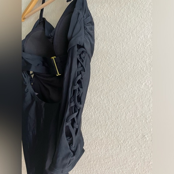 Ava & Viv Black Halter One Piece Swimsuit NWT - Picture 3 of 4